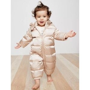 Baby Gap One Piece Snowsuit 18-24 Months Beige Hooded And Removable mittens